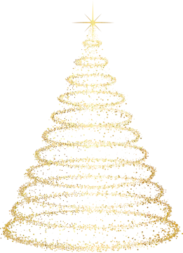 a gold christmas tree on a white background
