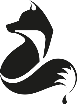 a black and white silhouette of a fox