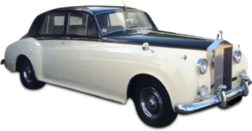 a white and black classic car