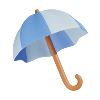 a blue and white umbrella on a white background