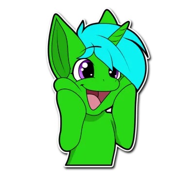 an image of a green pony with blue hair