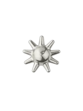 a silver sun charm on a white background