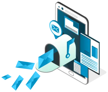 an image of a phone and a laptop with the word email on it