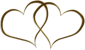 two gold hearts on a white background
