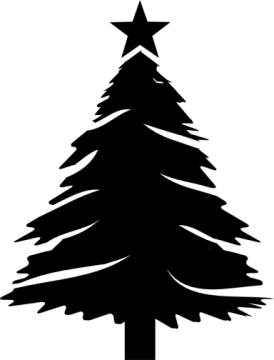 a black and white christmas tree