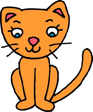 an orange cat with blue eyes sitting down
