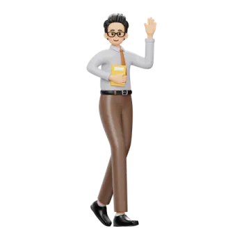 a cartoon character with glasses and a book