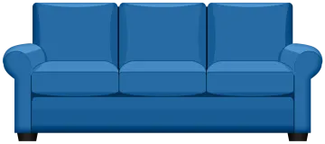 a blue couch on a white background