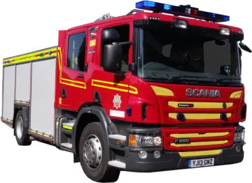 a red fire truck on a white background