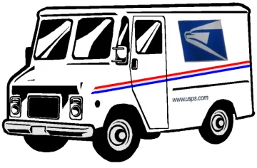 a mail truck with an envelope on the side