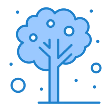 a blue tree with bubbles on it