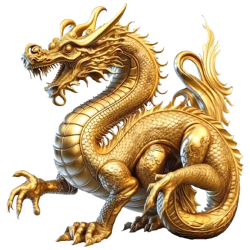 a golden dragon on white background