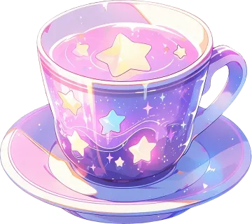 a cup of tea with stars on it
