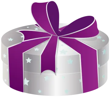 a purple gift box with stars on it