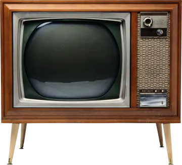 an old television sitting on a wooden stand