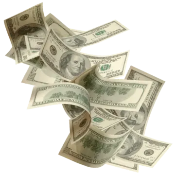 a pile of money on a white background