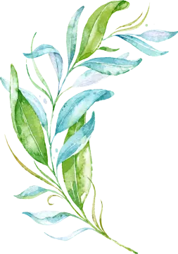 a watercolor painting of green leaves