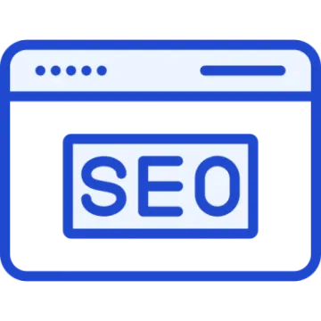a blue icon with the word seo on it
