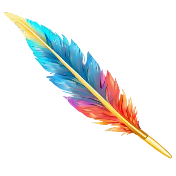 a colorful feather on a white background