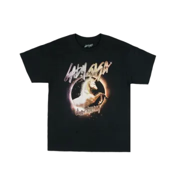 a black t - shirt with an image of the moon on it
