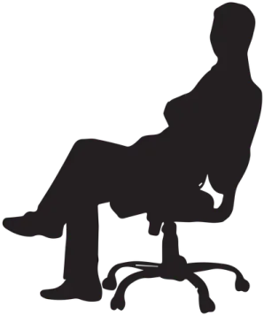 a silhouette of a person sitting on a chair