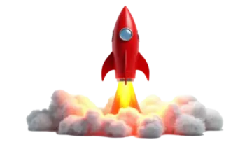 a red rocket with smoke coming out of it