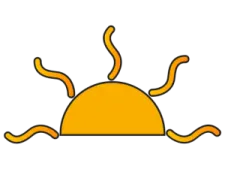 an orange sun with a white background