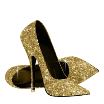 a pair of gold glitter high heels