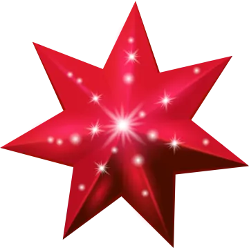 a red star with sparkling stars
