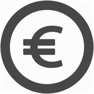 a black and white icon of a euro sign