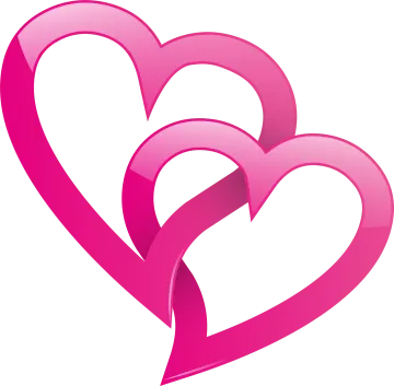 two pink hearts with a ribbon