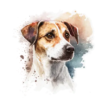 a watercolor painting of a dog's face