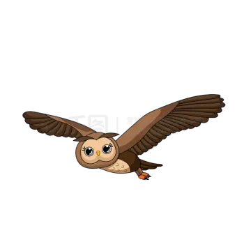an owl flying with its wings open