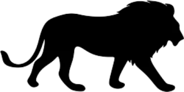 a black and white silhouette of a lion