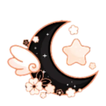a crescent with flowers and stars on it