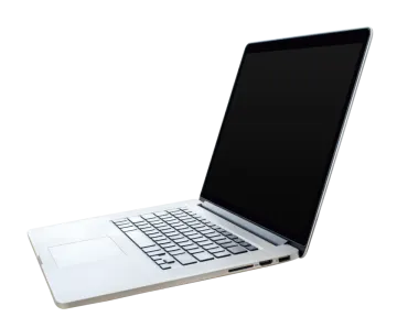 an open laptop computer on a white background