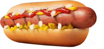 a hot dog on a bun