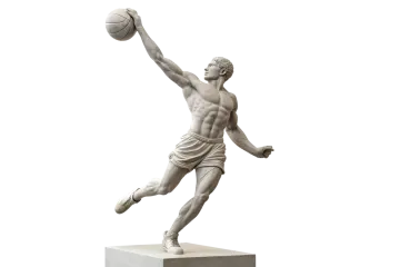a statue of a man holding a basketball ball