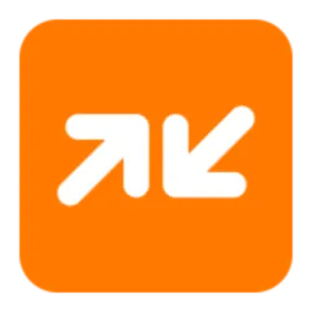 a white and orange logo with the letter k on it