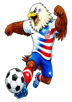 an eagle with a soccer ball in his hand