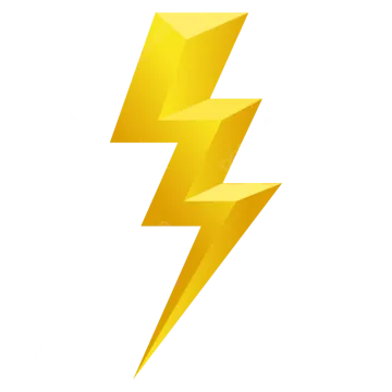 a yellow lightning bolt on a white background