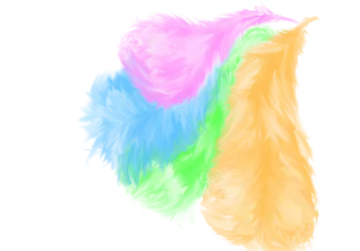 a drawing of a colorful feather on a white background