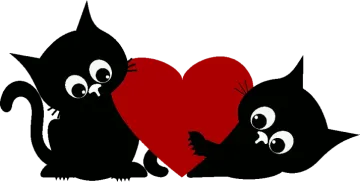 two cats holding a red heart