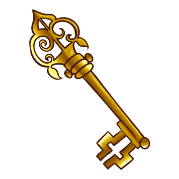 a golden key on a white background