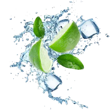 limes with ice cubes