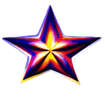 a red and yellow star on a white background
