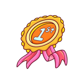 a gold medal with a pink ribbon around it