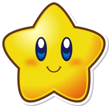 a yellow star with blue eyes