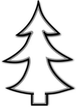a black and white outline of a christmas tree