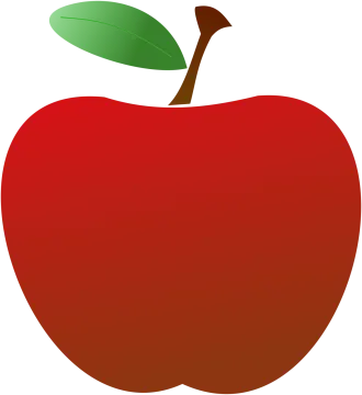 an apple with a green leaf on top